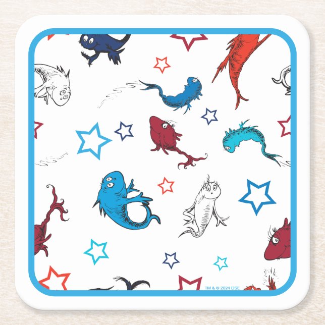 Dr Seuss | En fiskstjärna Mönster Underlägg Papper Kvadrat (Framsidan)