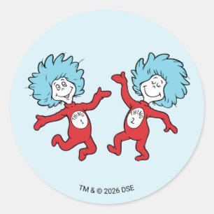 Dr. Seuss Figuren Thing 1 och Thing 2 Runt Klistermärke