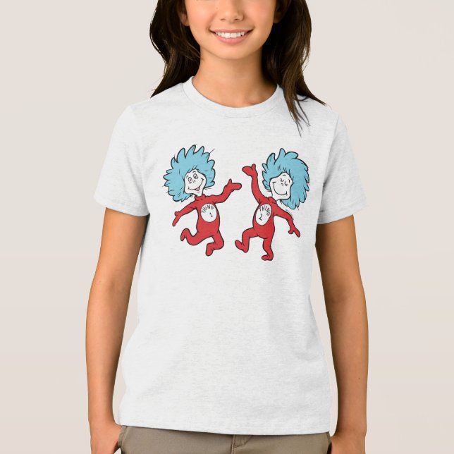 Dr. Seuss Figuren Thing 1 och Thing 2 T Shirt (Framsida)