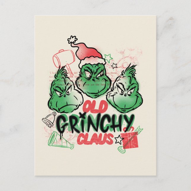 Dr. Seuss | Gamle Grinch Claus Vykort (Framsida)