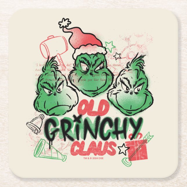 Dr. Seuss | Gamle Grinch Tomte Underlägg Papper Kvadrat (Framsidan)