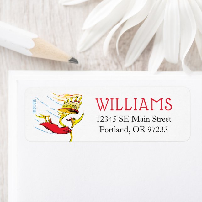 Dr Seuss | Grattis på födelsedagen till dig Returadress Etikett (Insitu)