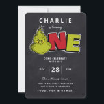 Dr Seuss | Grinch 1st Birthday - Chalkboard<br><div class="desc">Inbjudan alla din familj och dina vänner till ditt barns Grinch Tema 1:a födelsedag med dessa söta dr Seuss-inbjudningskort. Anpassa genom att lägga till all information om party.</div>