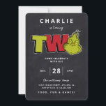 Dr Seuss | Grinch 2nd Birthday - Chalkboard<br><div class="desc">Inbjudan alla din familj och dina vänner till ditt barns Grinch Tema 2:a födelsedag med dessa söta dr Seuss-inbjudningskort. Anpassa genom att lägga till all information om party.</div>