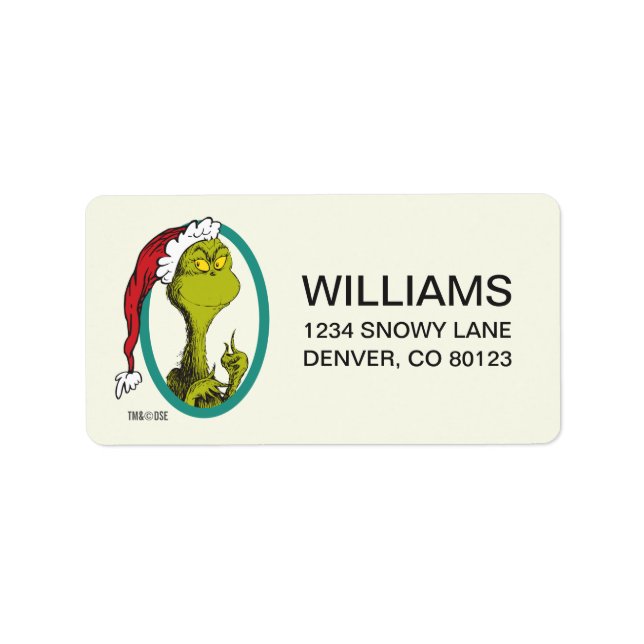 Dr Seuss | Grinch Adressetikett (Framsidan)