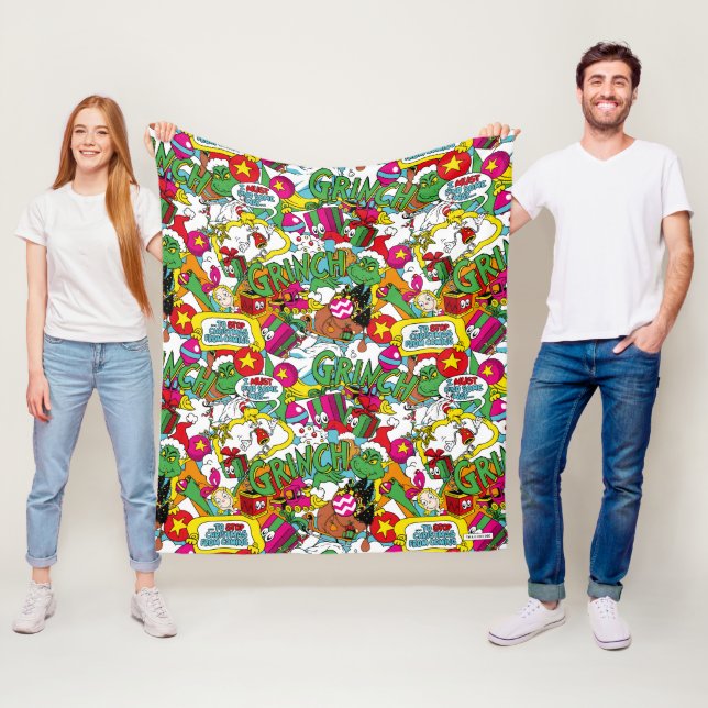 Dr Seuss | Grinch Colorful Mönster Fleecefilt (På plats)