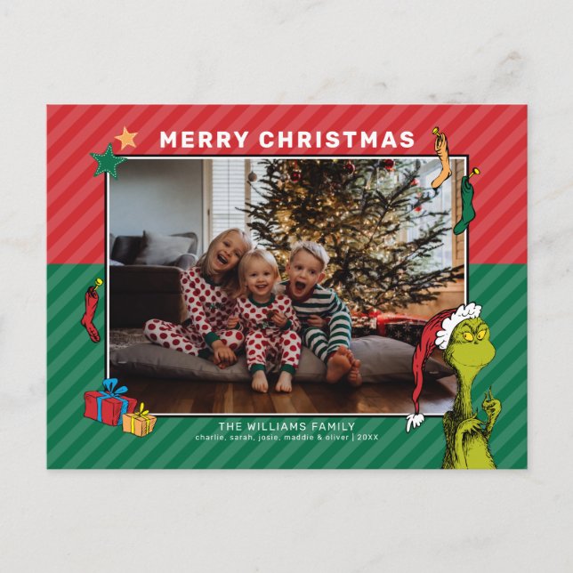 Dr. Seuss | Grinch familjefoto Helg Vykort (Framsida)