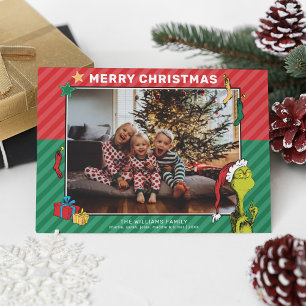 Dr Seuss Grinch Family Photo Helgdag Helg Vykort