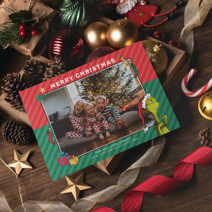 Dr Seuss Grinch Family Photo Helgdag Julkort