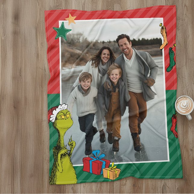 Dr. Seuss | Grinch Family Photo Holiday Fleecefilt (Skapare uppladdad)