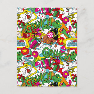Dr. Seuss Grinch Färgglatt Mönster Vykort