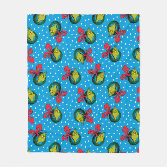 Dr Seuss | Grinch | God jul Mönster Fleecefilt (Framsidan)