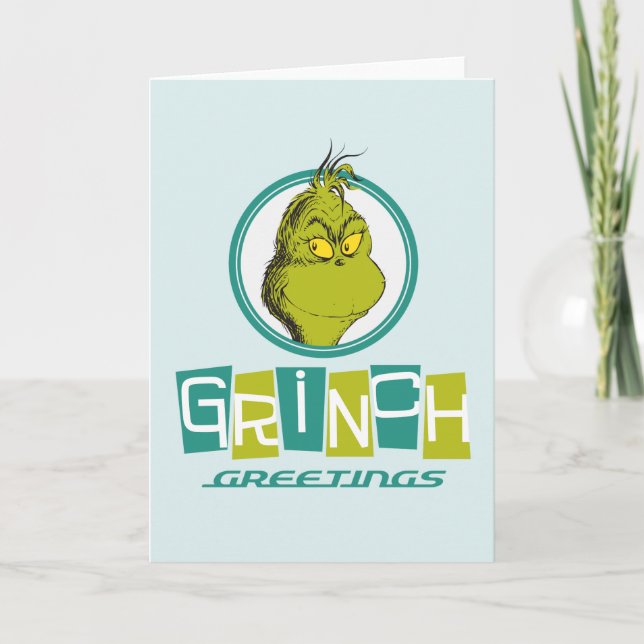 Dr Seuss | Grinch Hälsning Helgkort (Framsida)