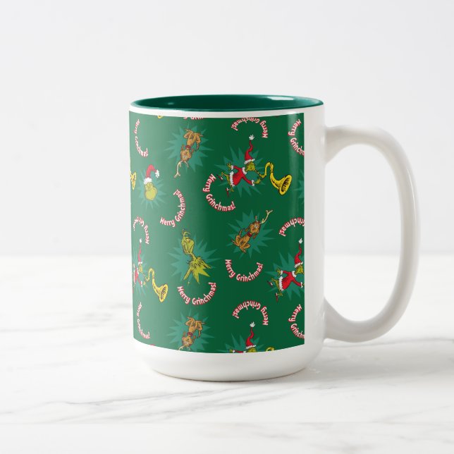 Dr Seuss | Grinch | Merry Grinchmas Mönster Två-Tonad Mugg (Höger)
