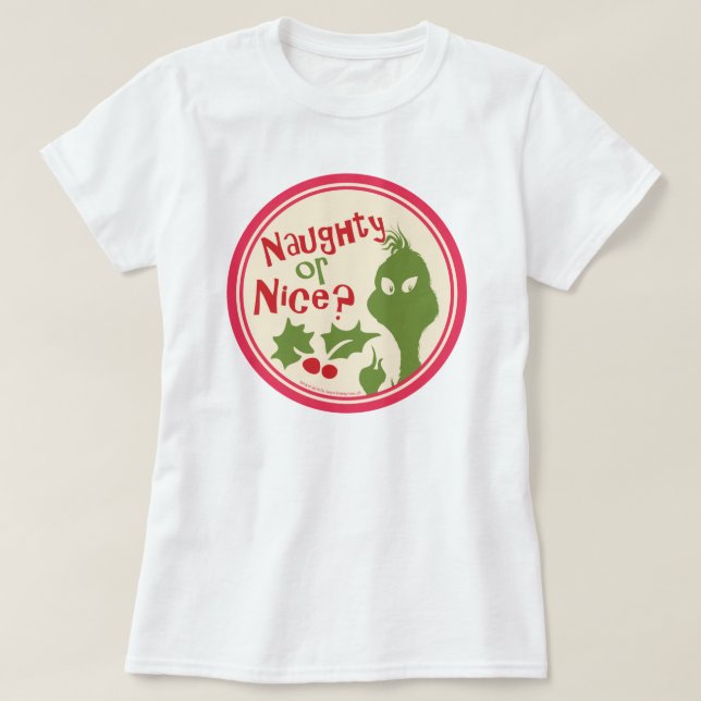 Dr Seuss | Grinch - Naughty eller Nice? Tee Shirt (Design framsida)