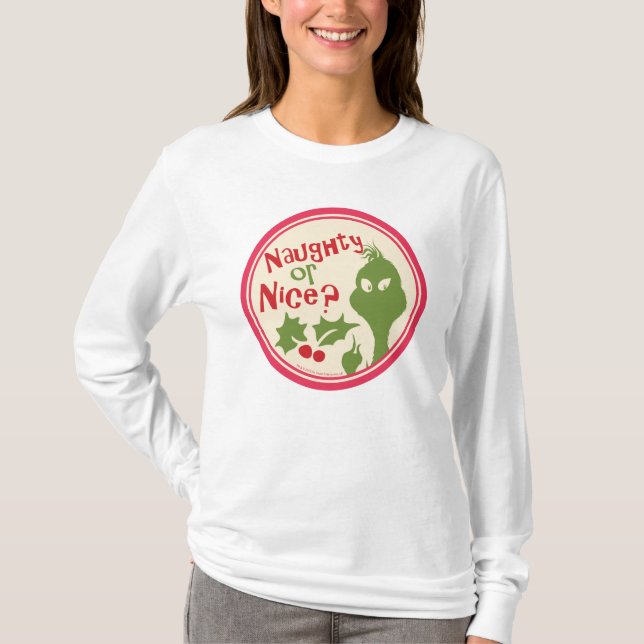 Dr Seuss | Grinch - Naughty eller Nice? Tee Shirt (Framsida)
