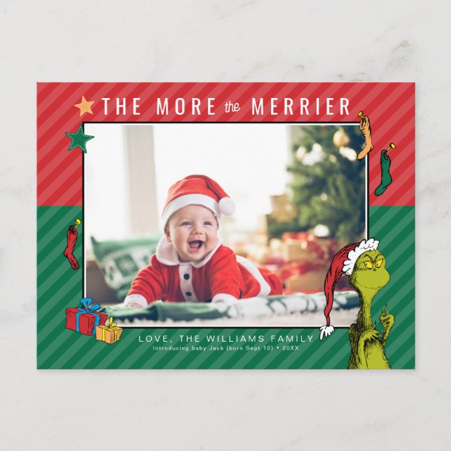 Dr. Seuss | Grinch Ny Bebis Foto Högtid Helg Vykort (Framsida)