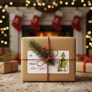 Dr. Seuss Grinch och Max julklappsetikett Fraktsedel