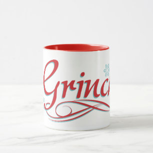 Dr Seuss Grinch - Red och Blue Script Mugg