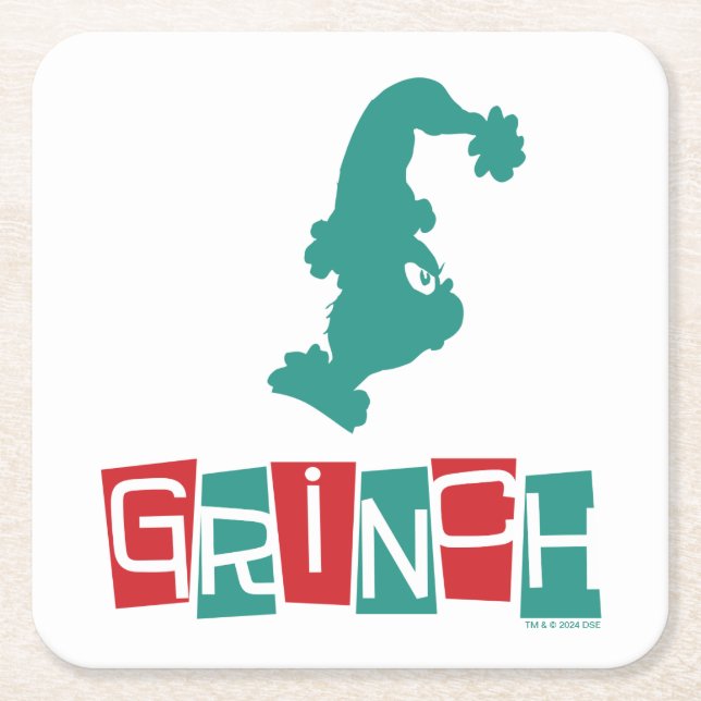 Dr. Seuss | Grinch - Röd & Grön Underlägg Papper Kvadrat (Framsidan)
