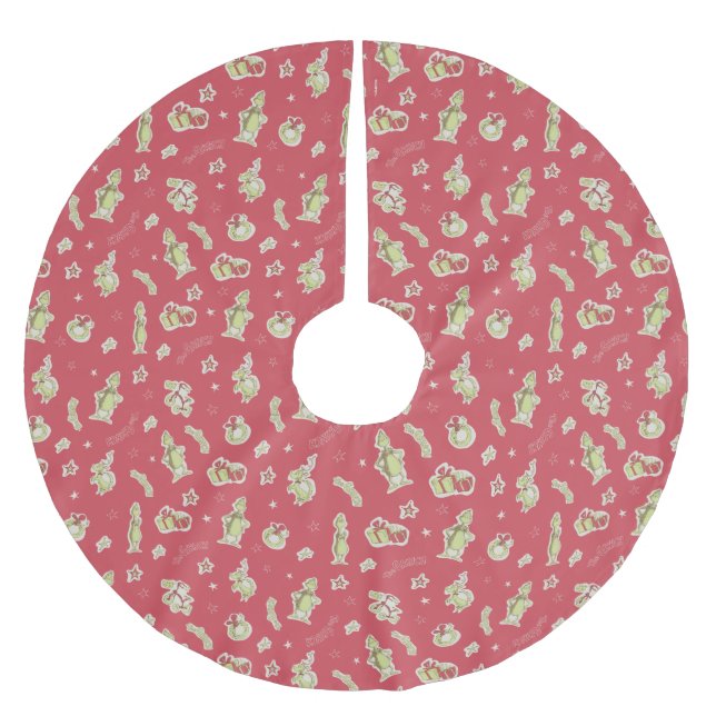 Dr Seuss | Grinch | Röd jul Mönster Julgransmatta Borstad Polyester (Framsidan)