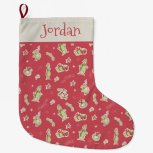 Dr. Seuss Grinch Rött julmönster Stor Julstrumpa