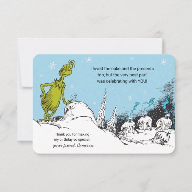 Dr. Seuss | Grinch Vinter Födelsedag Tack (Framsida)