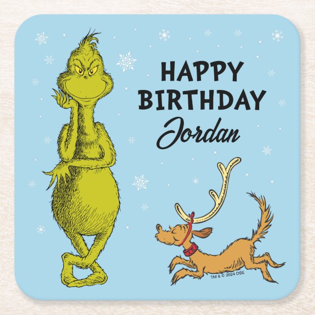 Dr. Seuss | Grinch Vinter Födelsedag Underlägg Papper Kvadrat (Framsidan)