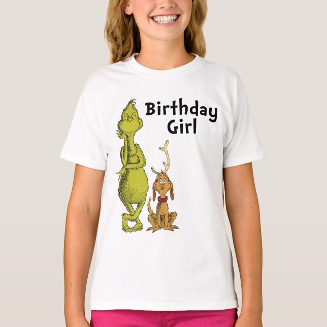 Dr. Seuss | Grinch Vinter Födelsedagsflicka T Shirt (Framsida)
