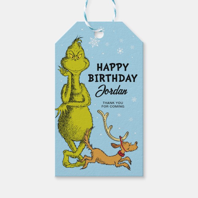Dr. Seuss | Grinch Vinter Födelsedagspresent Presentetikett (Framsidan)