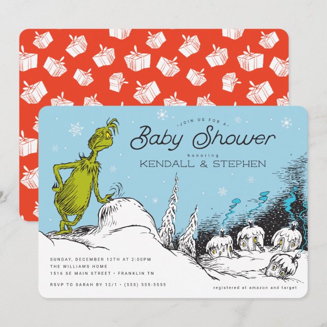 Dr Seuss | Grinch Winter Baby Shower (Fram/baksida)
