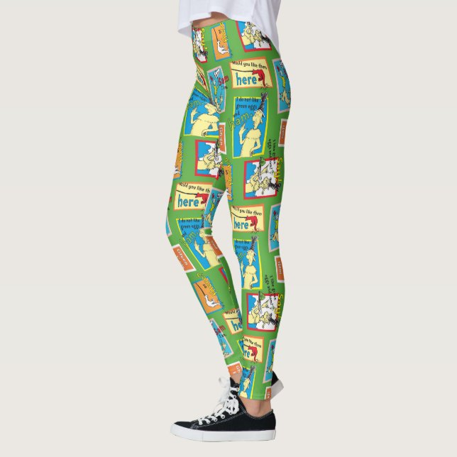 Dr. Seuss Gröna ägg och skinka Berättelsecitat Leggings (Vänster)