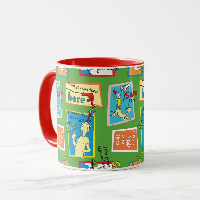 Dr. Seuss Gröna ägg och skinka Berättelsecitat Mugg (Framsida vänster)