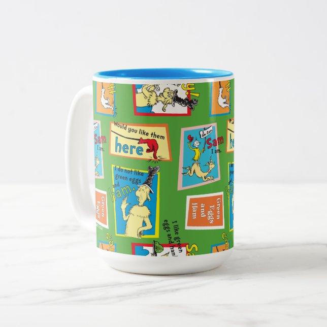 Dr. Seuss Gröna ägg och skinka Berättelsecitat Två-Tonad Mugg (Framsida vänster)