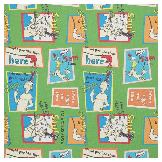 Dr. Seuss Gröna ägg och skinka Berättelsecitat Tyg (Provkarta)