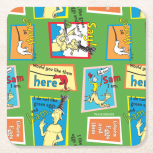 Dr. Seuss Gröna ägg och skinka Berättelsecitat Underlägg Papper Kvadrat