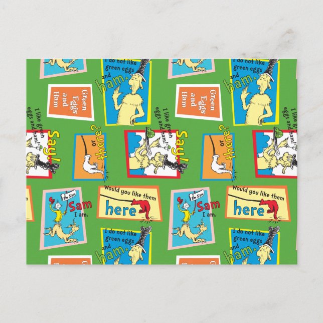 Dr. Seuss Gröna ägg och skinka Berättelsecitat Vykort (Framsida)