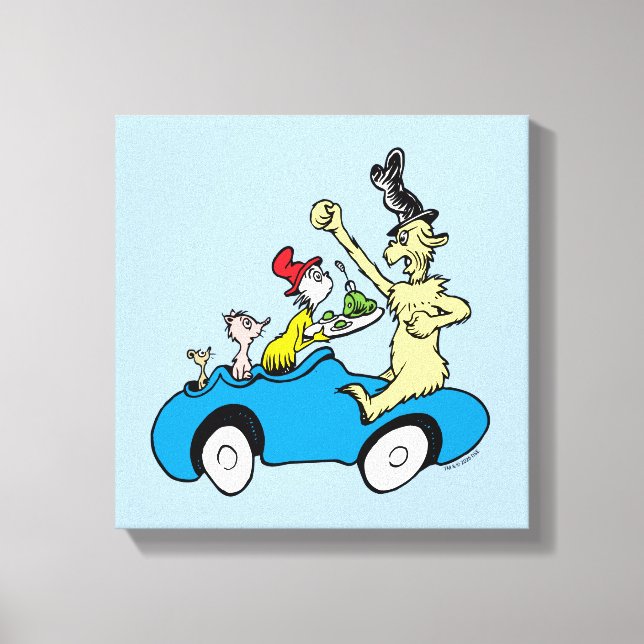Dr. Seuss Gröna ägg och skinka Karaktärer i bil Canvastryck (Framsida)