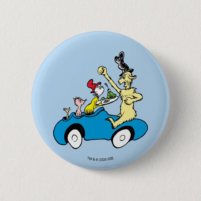 Dr. Seuss Gröna ägg och skinka Karaktärer i bil Knapp (Framsida)