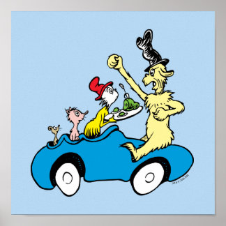 Dr. Seuss Gröna ägg och skinka Karaktärer i bil Poster