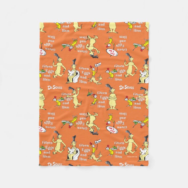 Dr. Seuss Gröna ägg och skinka Karaktärs mönster Fleecefilt (Framsidan)