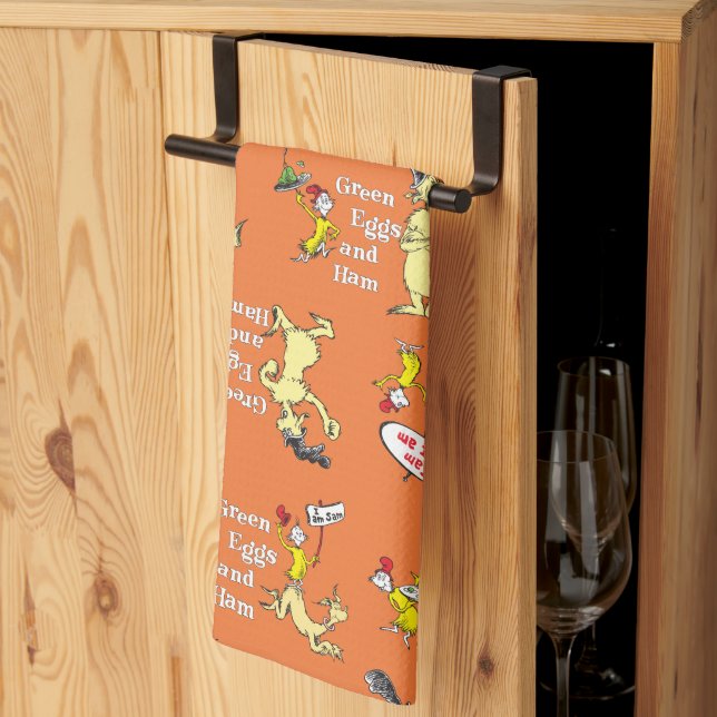 Dr. Seuss Gröna ägg och skinka Karaktärs mönster Kökshandduk (Thirds Fold)