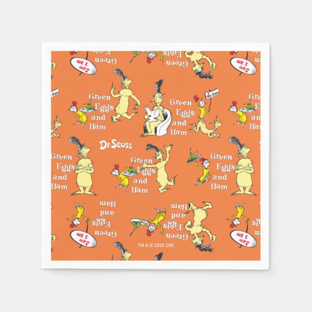 Dr. Seuss Gröna ägg och skinka Karaktärs mönster Pappersservett (Framsidan)
