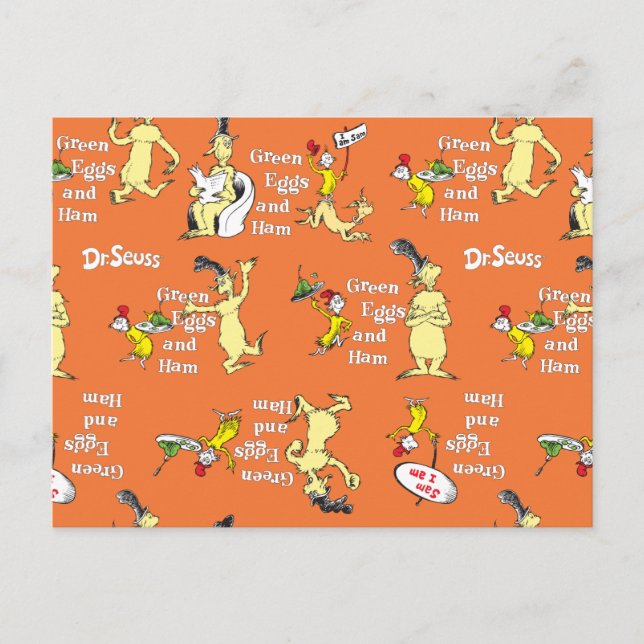 Dr. Seuss Gröna ägg och skinka Karaktärs mönster Vykort (Framsida)