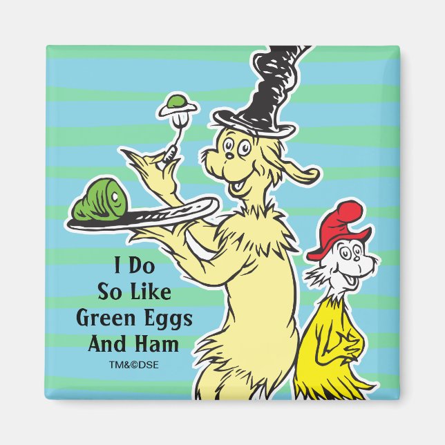 Dr. Seuss | Gröna ägg och skinka | Vän & Sam-I-Am Magnet (Framsidan)