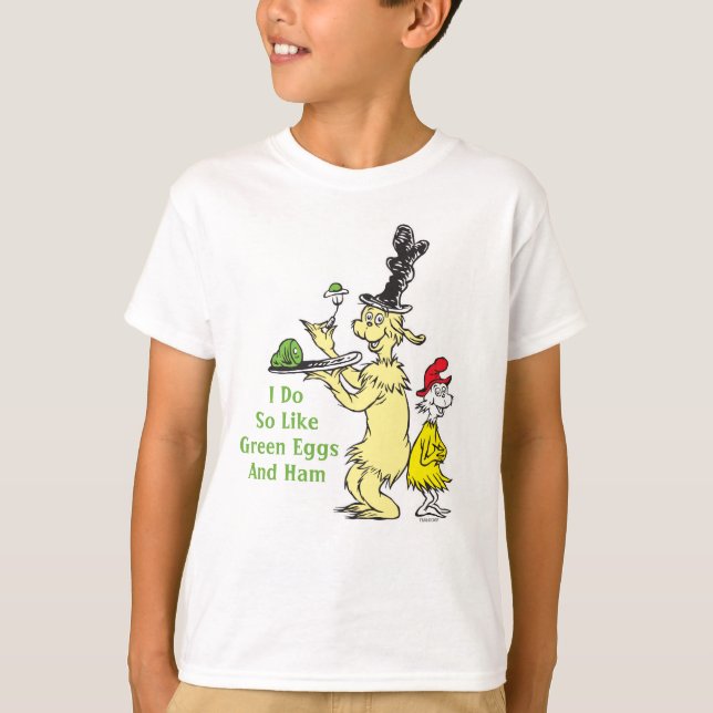 Dr. Seuss | Gröna ägg och skinka | Vän & Sam-I-Am T Shirt (Framsida)