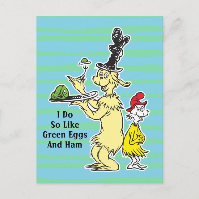Dr. Seuss | Gröna ägg och skinka | Vän & Sam-I-Am Vykort (Framsida)