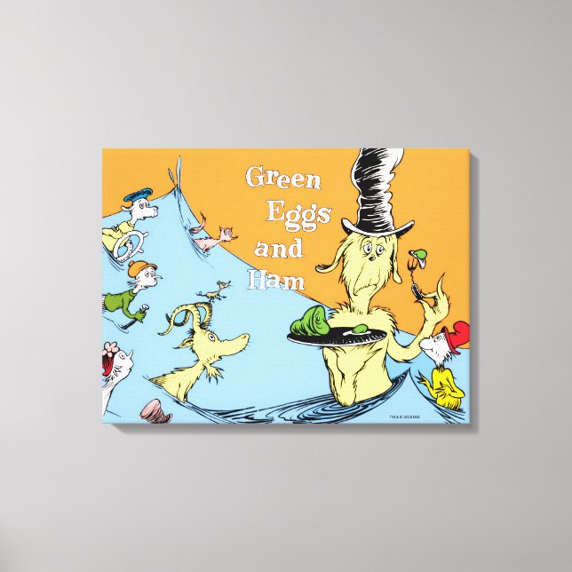 Dr. Seuss Gröna ägg och skinka Vattenscen Canvastryck (Framsida)