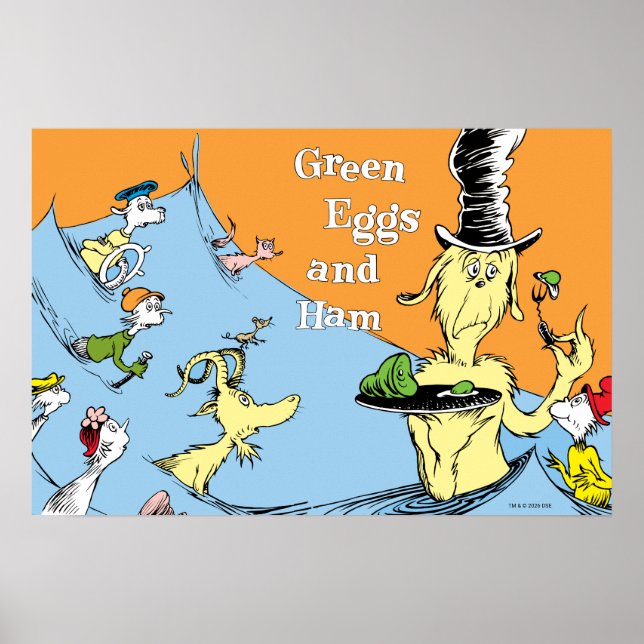Dr. Seuss Gröna ägg och skinka Vattenscen Poster (Framsidan)