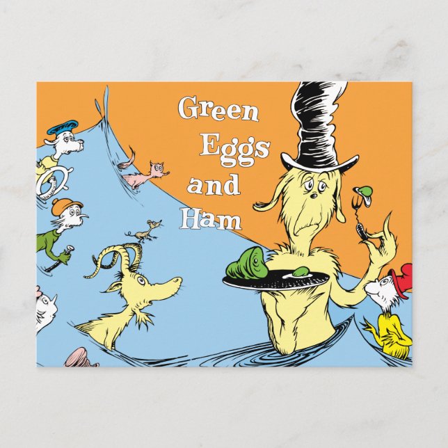 Dr. Seuss Gröna ägg och skinka Vattenscen Vykort (Framsida)